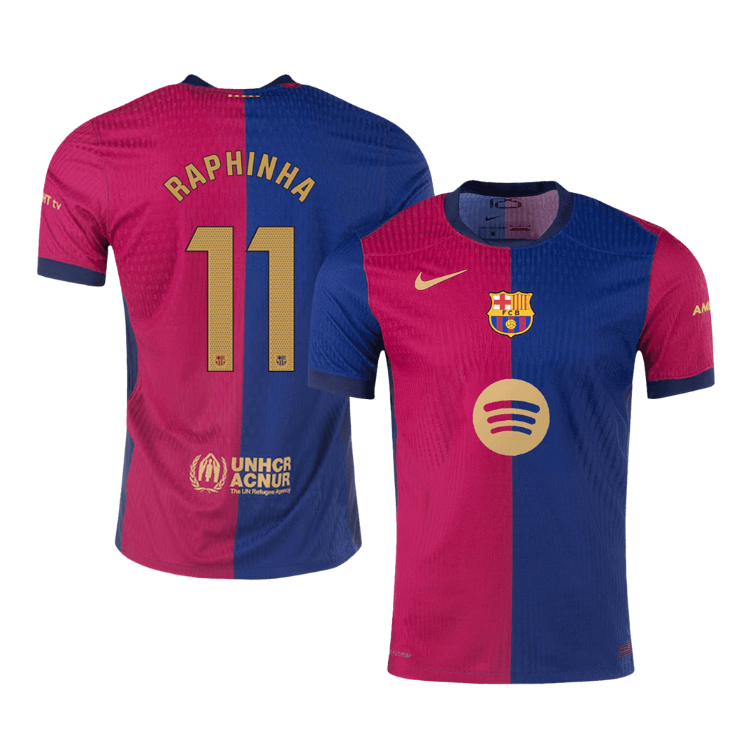 Player Version RAPHINHA #11 Barcelona Home  Soccer Jersey 2024/25 -?Spotify Logo Without Text? Top Soccer Jerseys Store