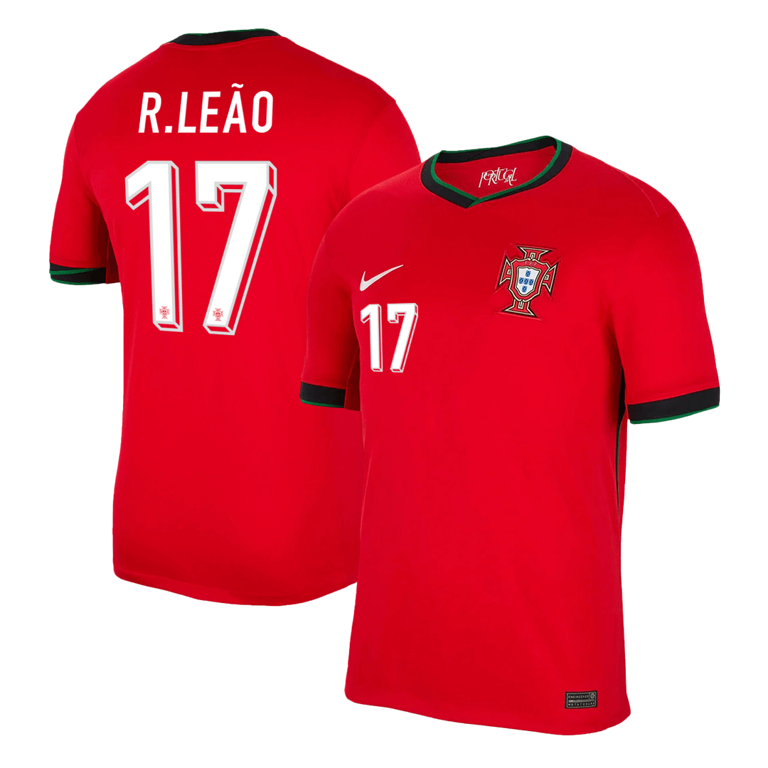 R.Leão #17 Portugal Home  Soccer Jersey Euro 2024 Top Soccer Jerseys Store