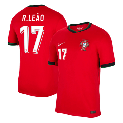 R.Leão #17 Portugal Home  Soccer Jersey Euro 2024 Top Soccer Jerseys Store