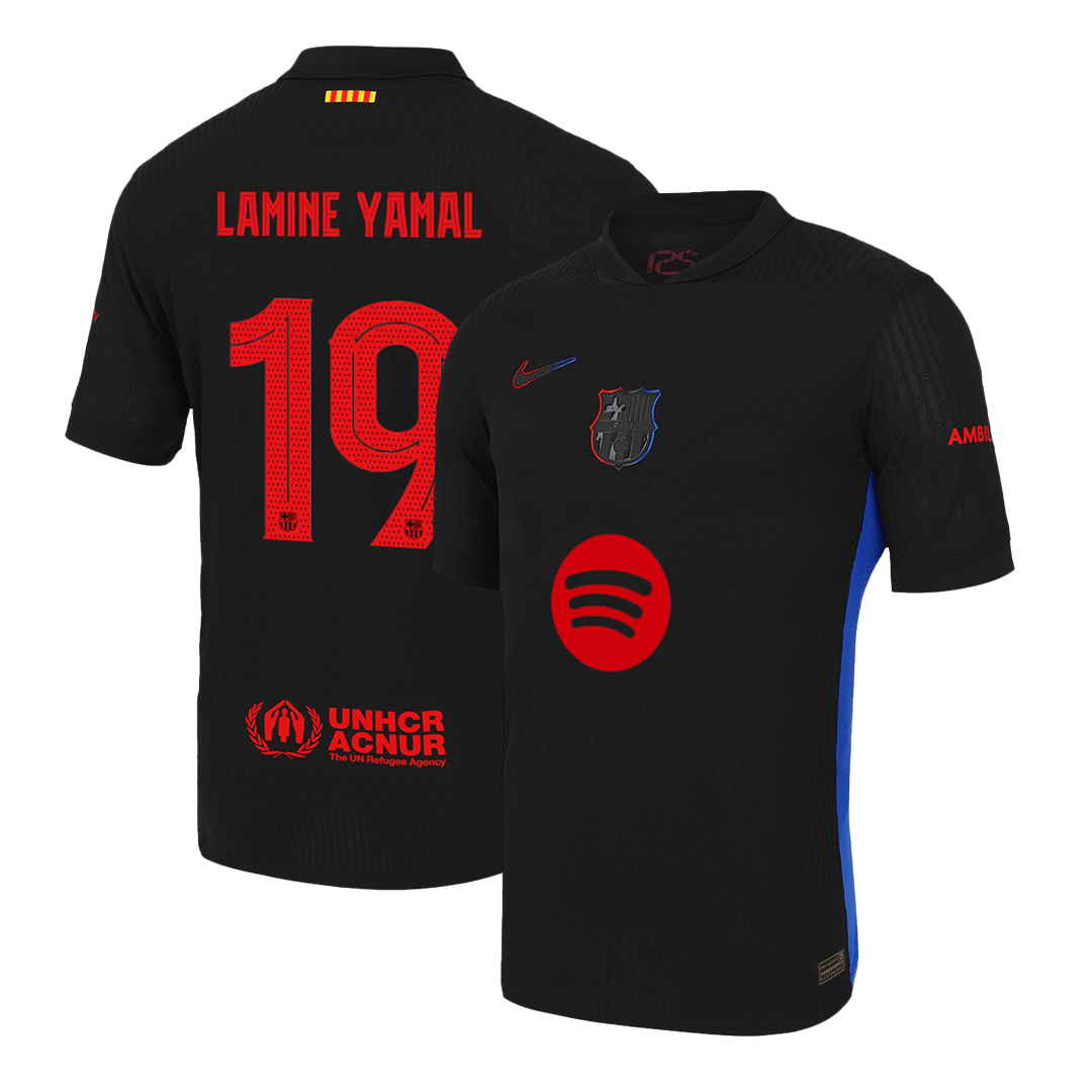 Player Version LAMINE YAMAL #19 Barcelona Away  Soccer Jersey 2024/25k - UCL?Spotify Logo Without Text? Top Soccer Jerseys Store