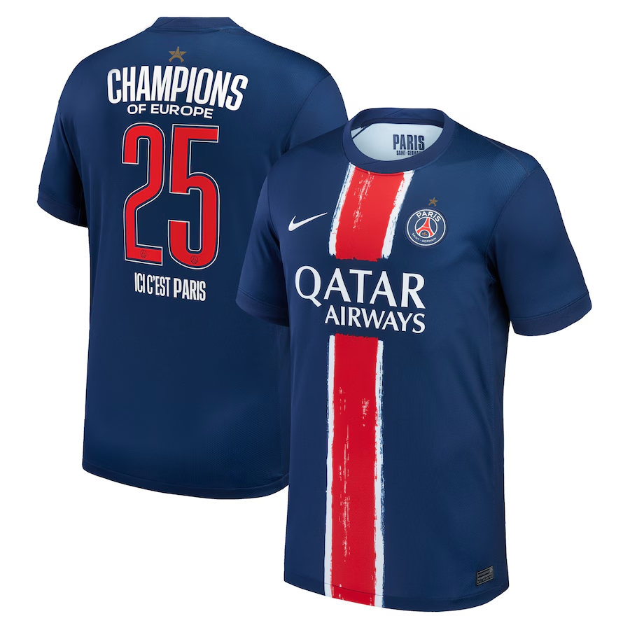 Player Verison PSG Home Soccer Jersey 2024/25 Special Edition-Champions of Europe 2025