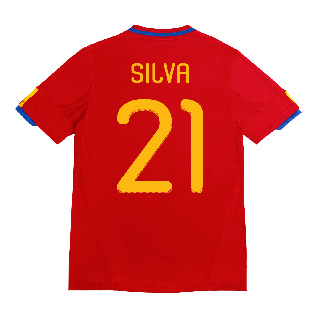 Retro SILVA #21 2010 Spain Home  Soccer Jersey Top Soccer Jerseys Store
