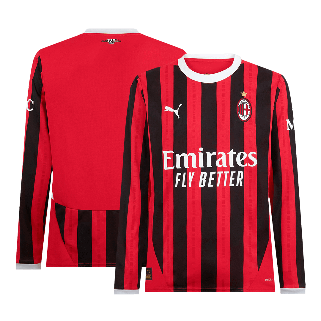 AC Milan Home Long Sleeve  Soccer Jersey 2024/25 Top Soccer Jerseys Store
