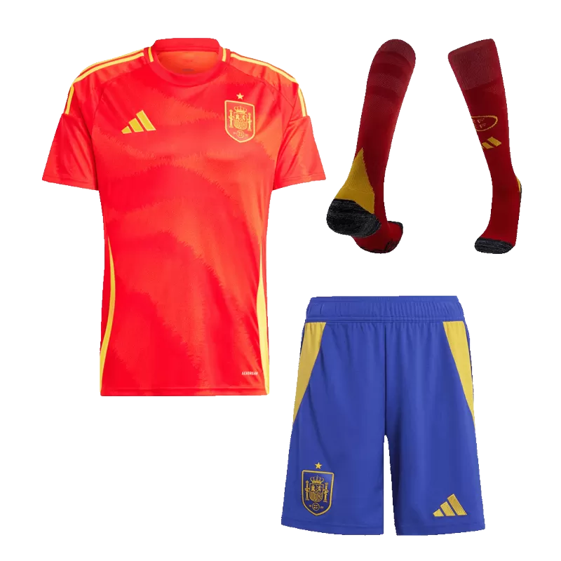 Spain Home Soccer Jersey Kit(Jersey+Shorts+Socks) 2024/25