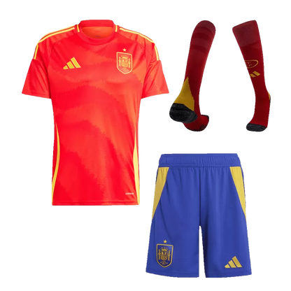 Spain Home Soccer Jersey Kit(Jersey+Shorts+Socks) 2024/25