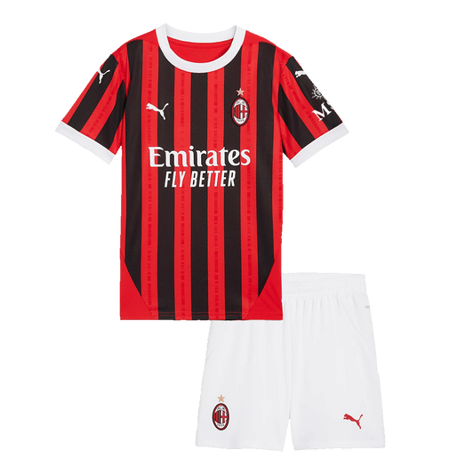 Kid's AC Milan Home  Soccer Jersey Kit(Jersey+Shorts) 2024/25 Top Soccer Jerseys Store