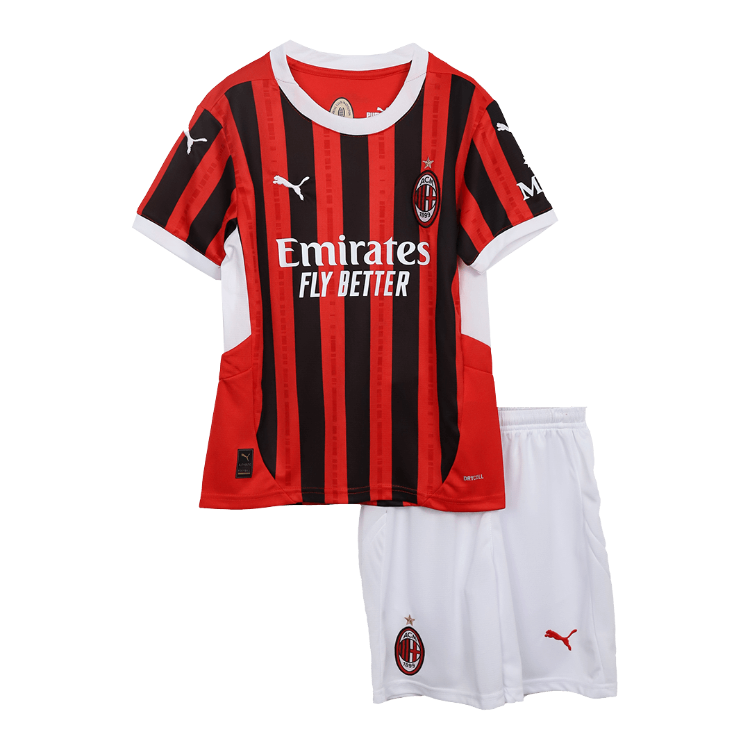 Kid's AC Milan Home  Soccer Jersey Kit(Jersey+Shorts) 2024/25 Top Soccer Jerseys Store