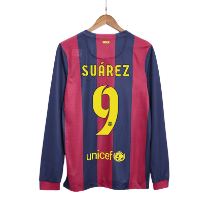 Retro Suárez #9 2014/15 Barcelona Home Long Sleeve  Soccer Jersey Top Soccer Jerseys Store