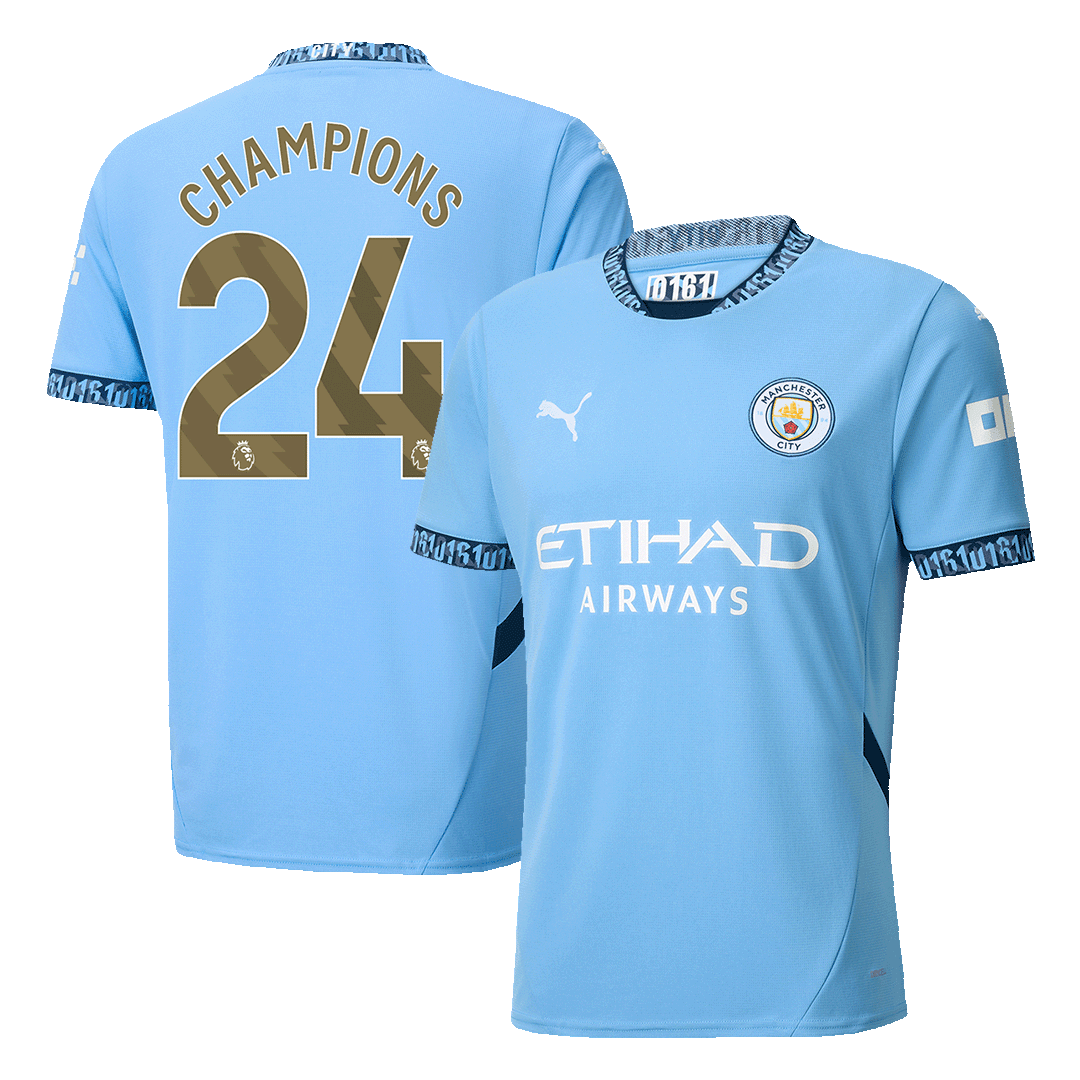 CHAMPIONS #24 Manchester City Home  Soccer Jersey 2024/25 Top Soccer Jerseys Store