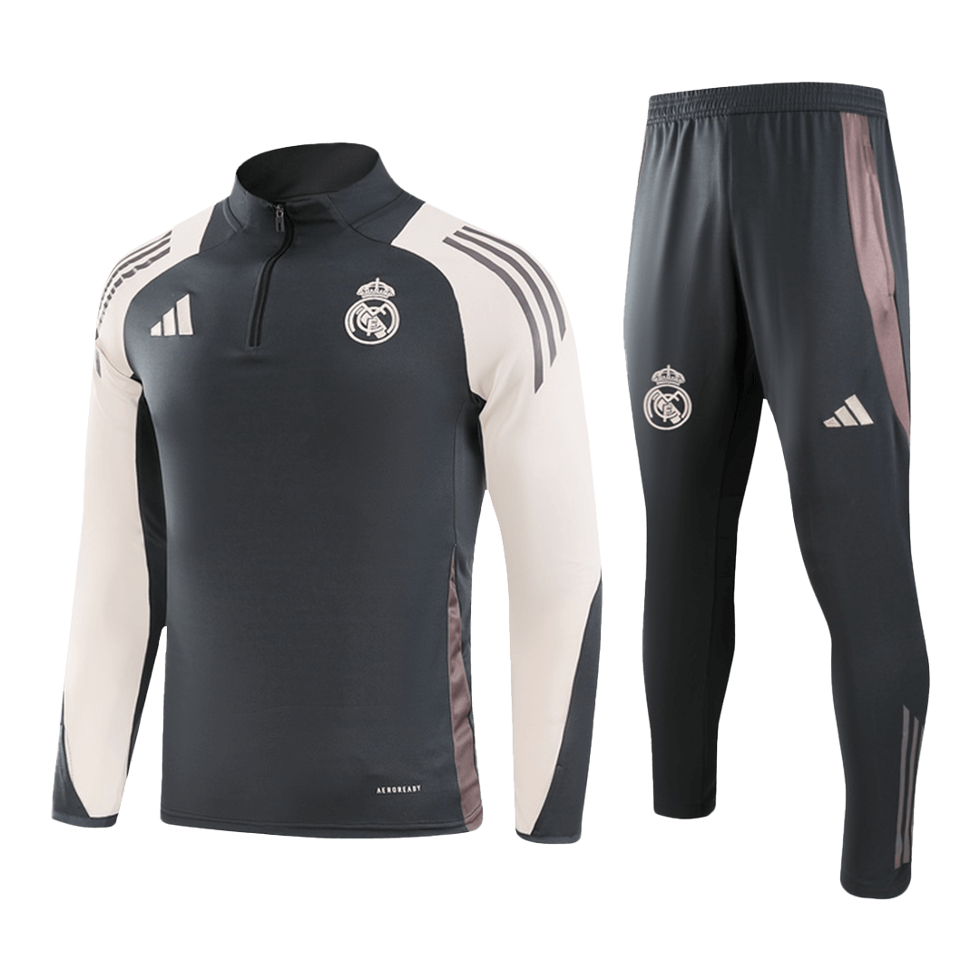 Kid's Real Madrid Zipper Sweatshirt Kit(Top+Pants) 2024/25 Top Soccer Jerseys Store