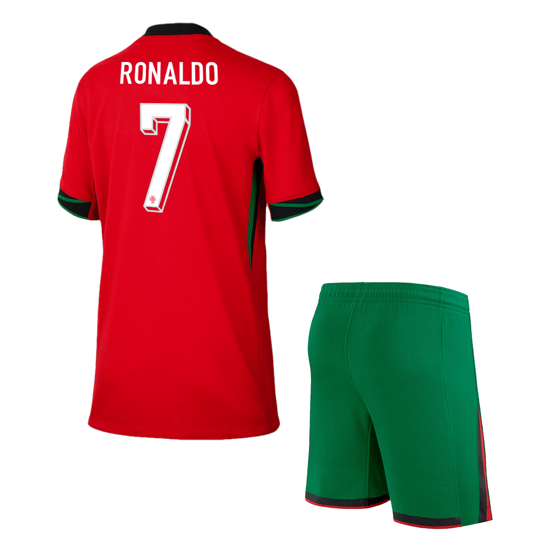 Kid's Portugal RONALDO #7 Home Jerseys Kit(Jersey+Shorts) Euro 2024