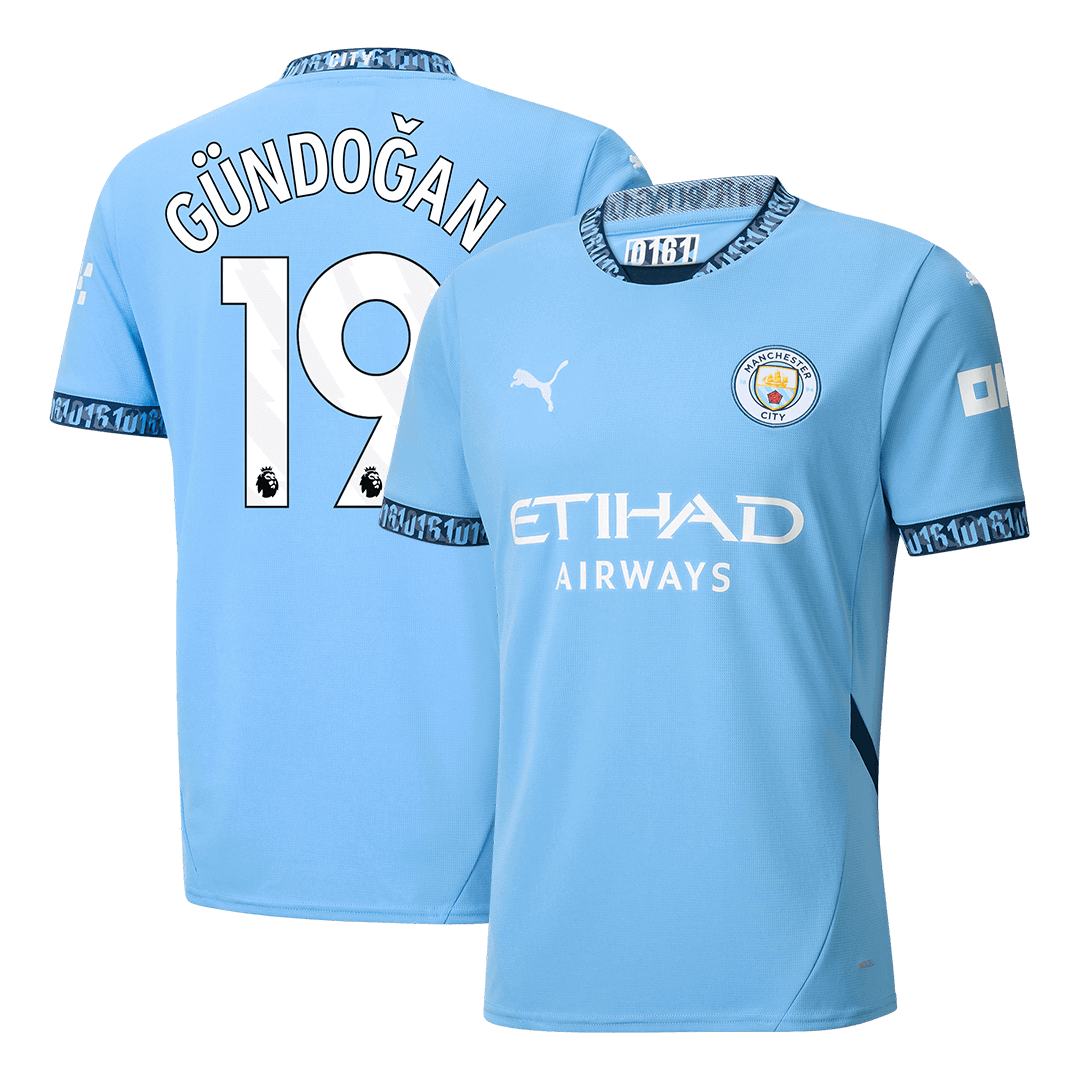 G?NDO?AN #19 Manchester City Home  Soccer Jersey 2024/25 Top Soccer Jerseys Store