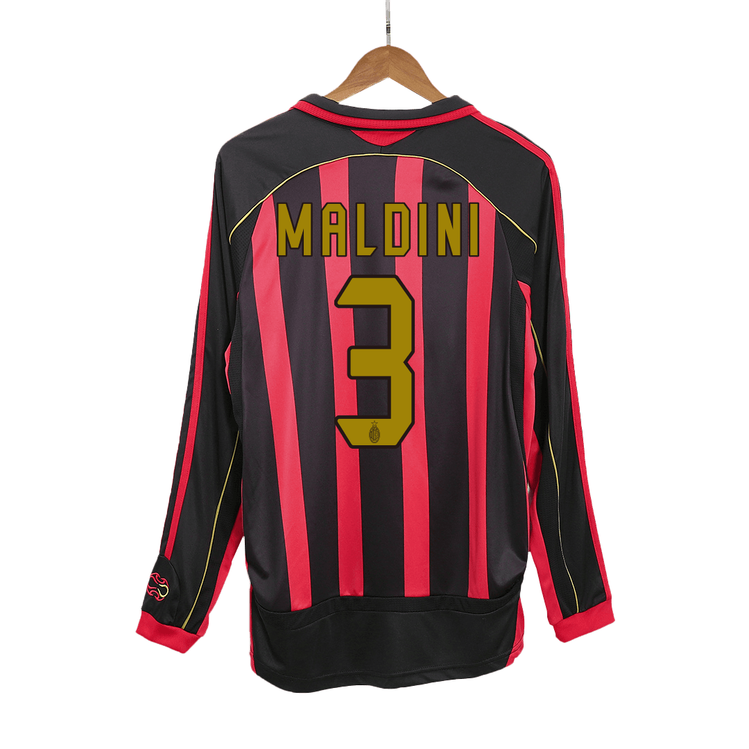 Retro MALDINI #3 2006/07 AC Milan Home Long Sleeve  Soccer Jersey Top Soccer Jerseys Store