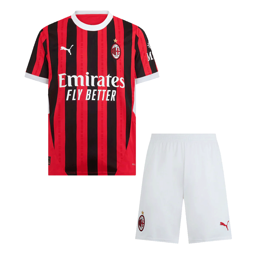 AC Milan Home  Soccer Jersey Kit(Jersey+Shorts) 2024/25 Top Soccer Jerseys Store