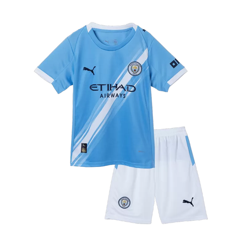 Kid's Manchester City Home Soccer Jersey Kit(Jersey+Shorts) 2025/26