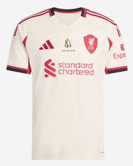 Liverpool Away Soccer Jersey 2025/26 - CHAMPIONS 24/25 & Gold Trophy & Insignia