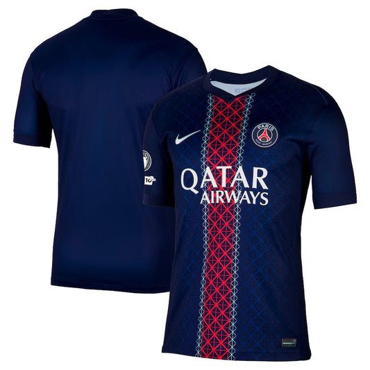 PSG Home Match Shirt 2025-26 with Champions League and UEFA Foundation 10th Anniversary Badge