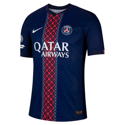 Player Verison PSG Home Match Shirt 2025-26 with Champions League and UEFA Foundation 10th Anniversary Badge