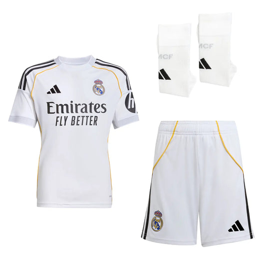 Kid's Real Madrid Home Soccer Jersey Kit(Jersey+Shorts+Socks) 2025/26