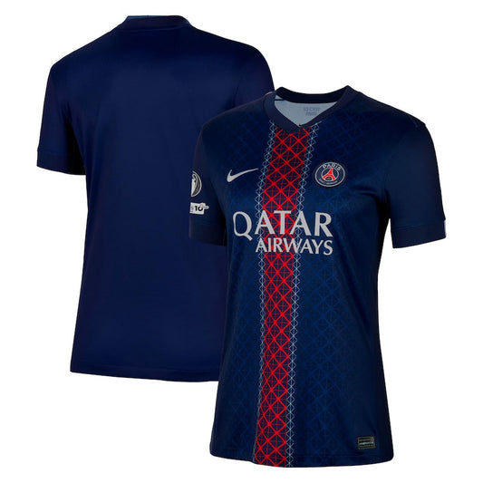 Women's PSG Home Match Shirt 2025-26 with Champions League and UEFA Foundation 10th Anniversary Badge