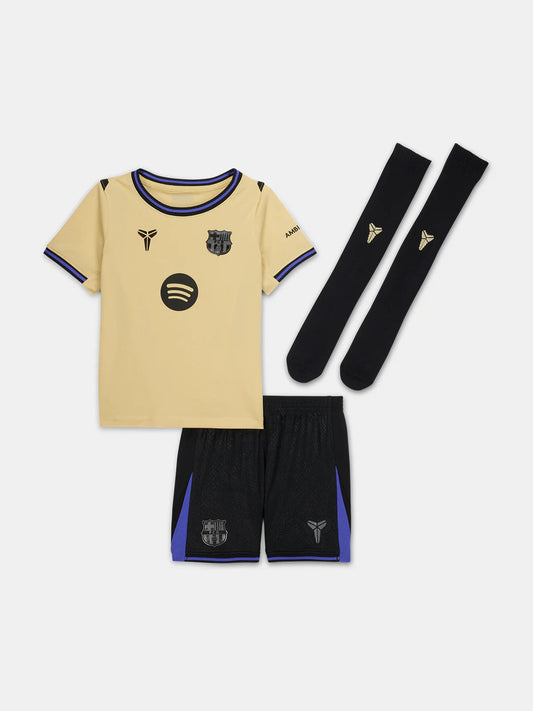 Kid‘s Barcelona Away Soccer Jerseys (Jersey+Short+Socks) Kit 2025/26