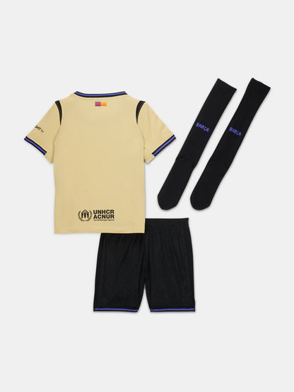 Kid‘s Barcelona Away Soccer Jerseys (Jersey+Short+Socks) Kit 2025/26