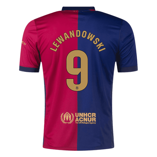 LEWANDOWSKI #9 Barcelona Home  Soccer Jersey 2024/25- Spotify Logo Without Text Top Soccer Jerseys Store