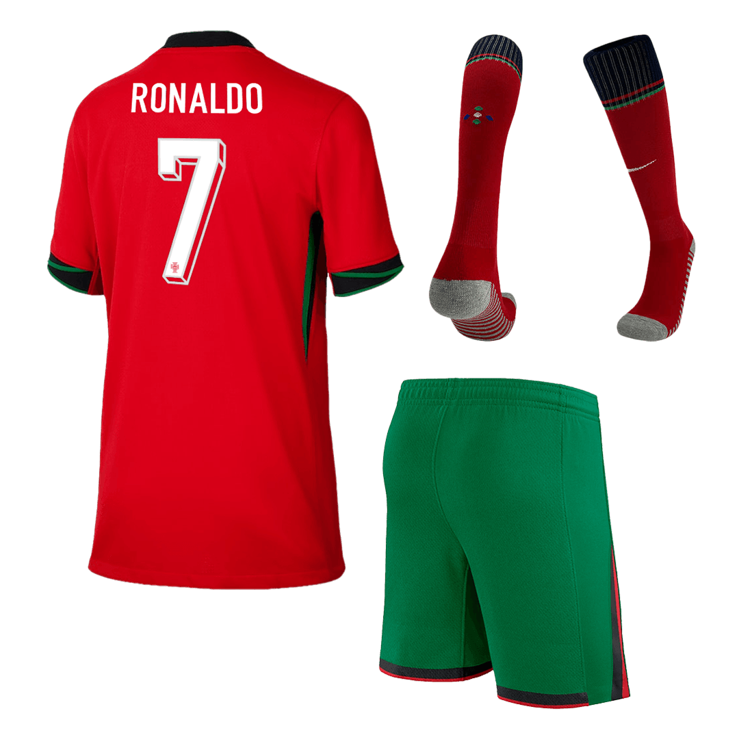 Kid's Portugal Home Jerseys Euro 2024(Short+shorts+socks)