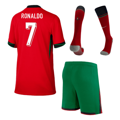 Kid's Portugal Home Jerseys Euro 2024(Short+shorts+socks)