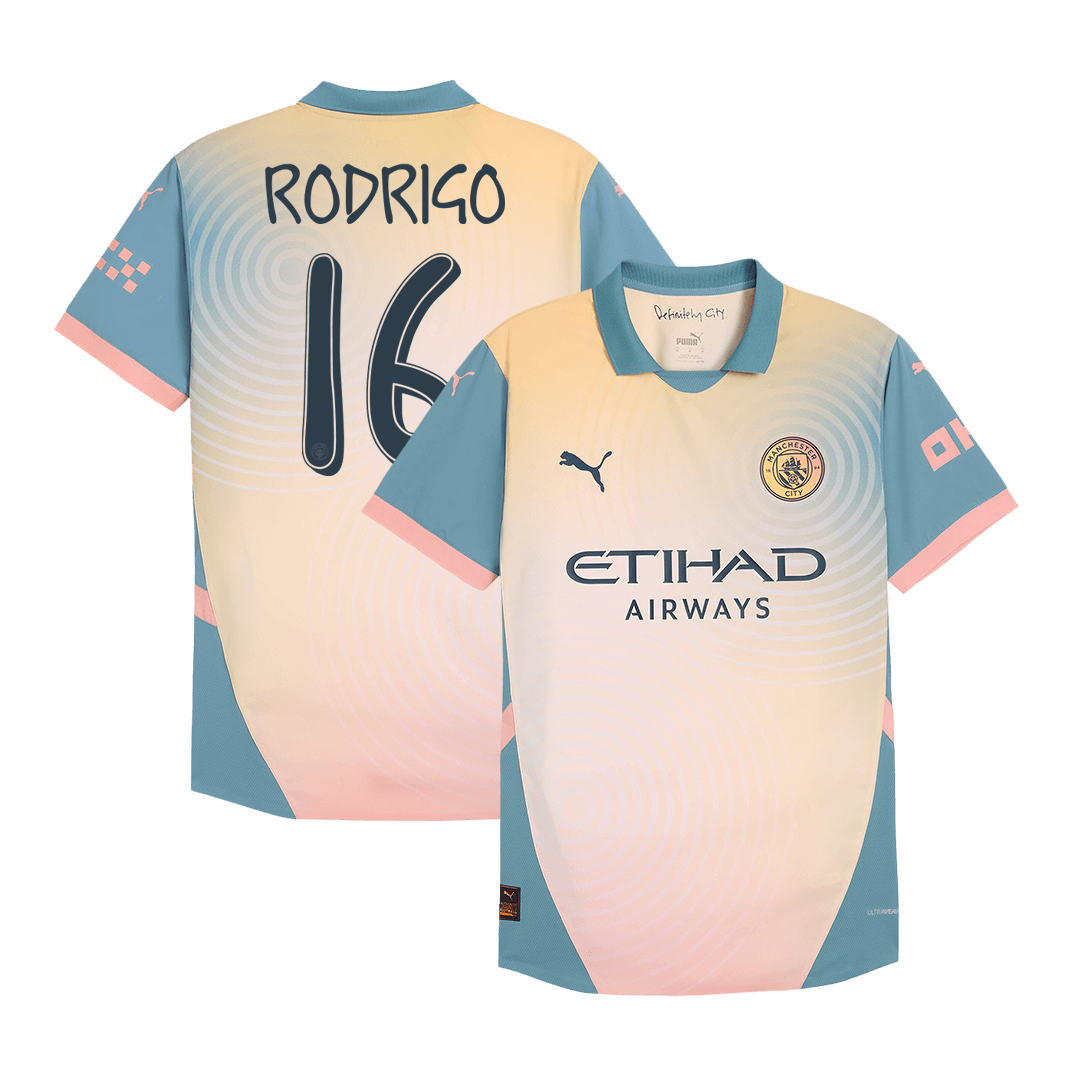 Player Version RODRIGO #16 Manchester City Fourth Away  Soccer Jersey 2024/25- Definitely City (UCL) Top Soccer Jerseys Store