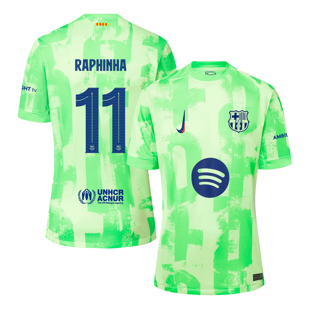 RAPHINHA #11 Barcelona Third Away  Soccer Jersey 2024/25 - UCL?Spotify Logo Without Text? Top Soccer Jerseys Store