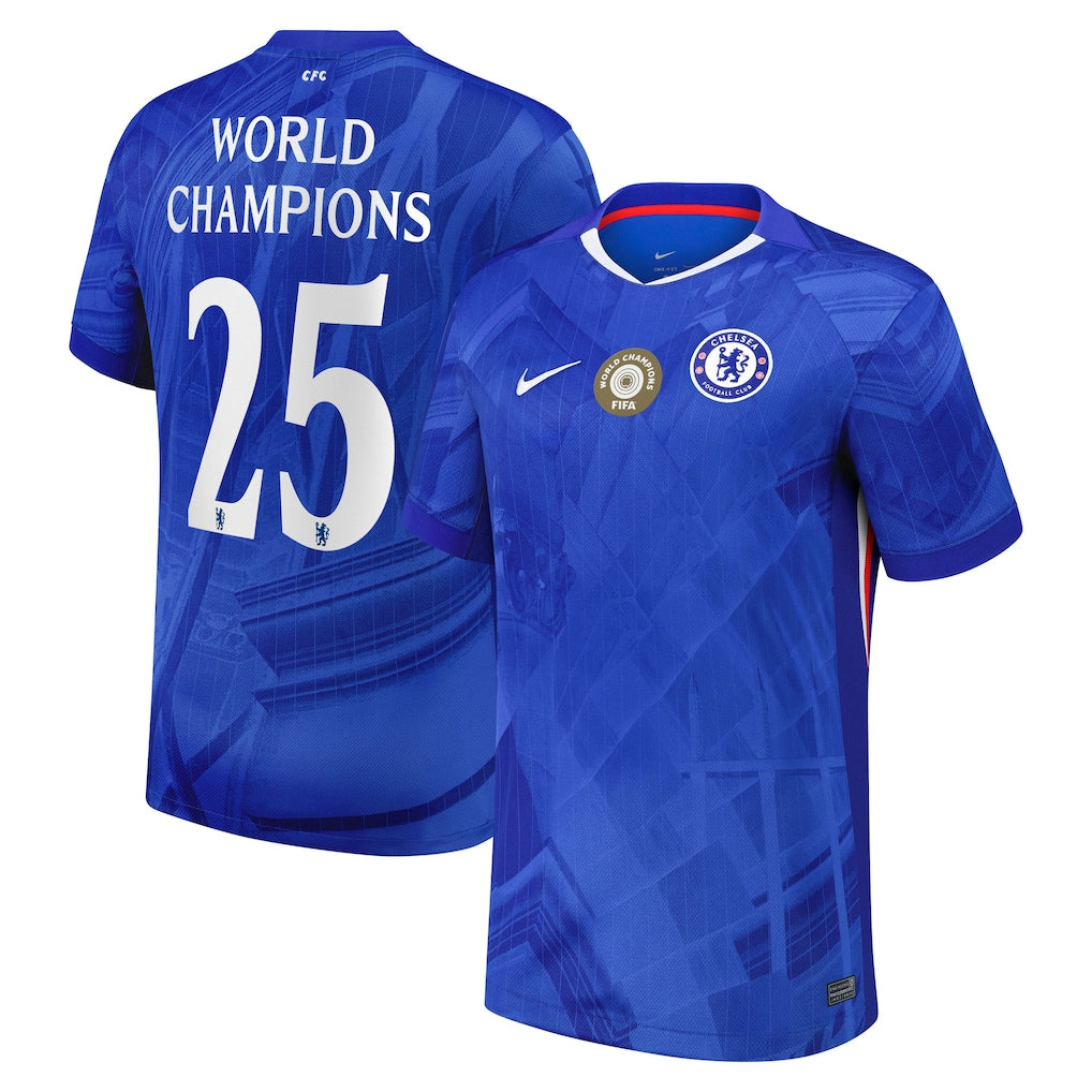 Chelsea Cup Home Soccer Jersey 2025-26 with World Champions 25 printing