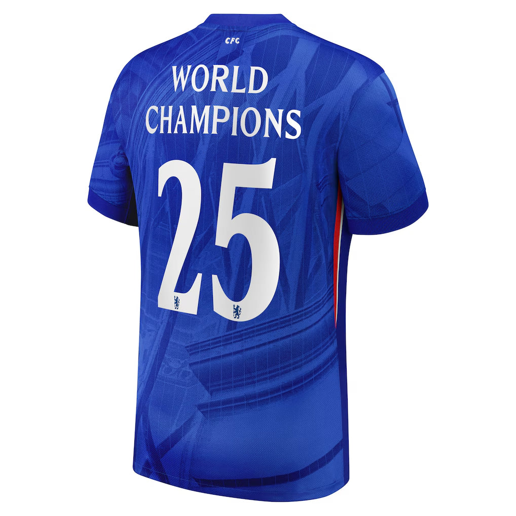 Chelsea Cup Home Soccer Jersey 2025-26 with World Champions 25 printing
