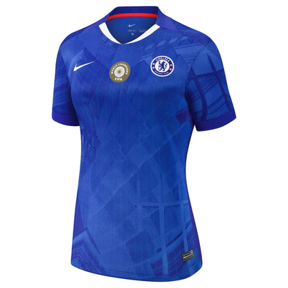 Women's Chelsea Cup Home Soccer Jersey2025-26 with World Champions 25 chest badge