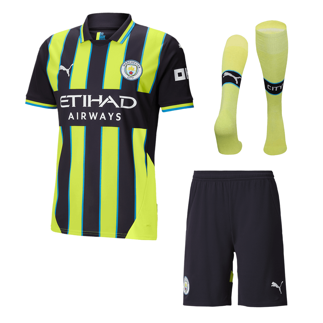Manchester City Away  Soccer Jersey Kit(Jersey+Shorts+Socks) 2024/25 Top Soccer Jerseys Store