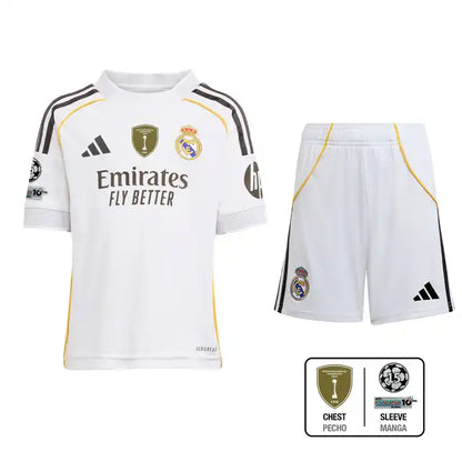 Kid's Real Madrid Home Soccer Jersey Kit(Jersey+Shorts+Socks) 2025/26