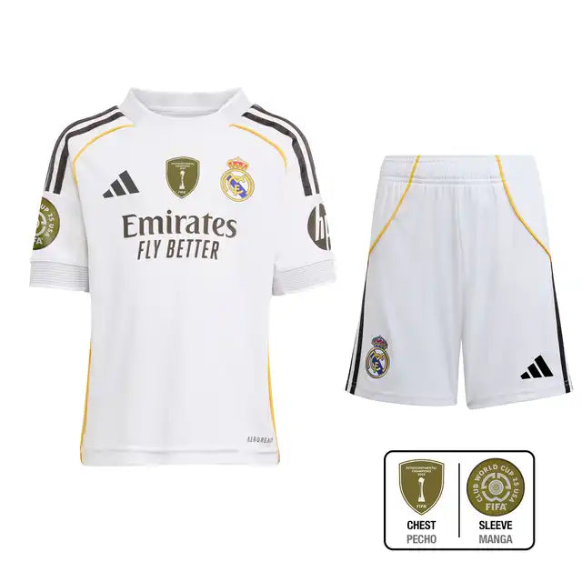 Kid's Real Madrid Home Soccer Jersey Kit(Jersey+Shorts+Socks) 2025/26