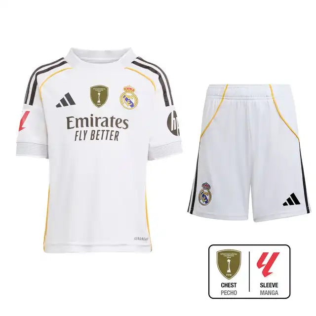 Kid's Real Madrid Home Soccer Jersey Kit(Jersey+Shorts+Socks) 2025/26